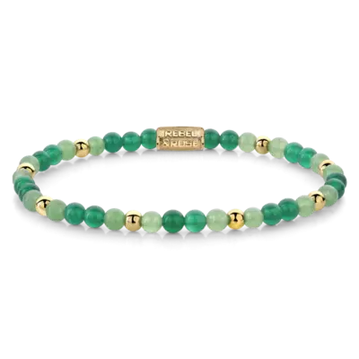 REBEL & ROSE REBEL & ROSE Armband | Green Morning Vibes | Goudkleurig ion-plated | 4 mm  | RR-40122-G