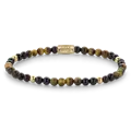 REBEL & ROSE REBEL & ROSE Armband | Mix Tiger Black | Goudkleurig  | 4 mm