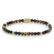 REBEL & ROSE REBEL & ROSE Armband | Mix Tiger Black | Goudkleurig  | 4 mm  | RR-40133-G