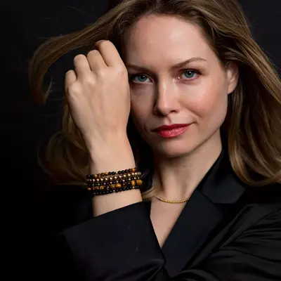 REBEL & ROSE REBEL & ROSE Armband | Black Panther | Goudkleurig | 4 mm  | RR-40043-G