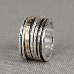 JEH JEWELS JEH JEWELS Ring | Ring zilver + Goldfilled Strak | Touch of Gold