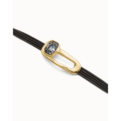 UNOde50 UNOde50 Armband | SER EXPRESIVA | VERGULD | LEER | ZWART KRISTAL | PUL2513NGRORO