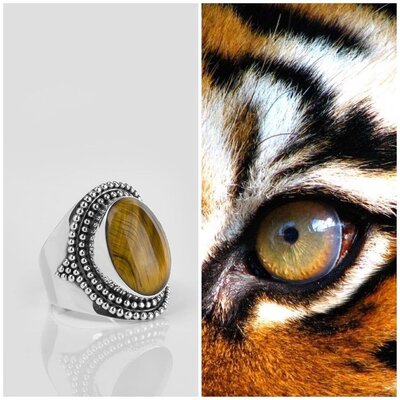 YMALA YMALA Ring | 925 Zilver | TIJGEROOG edelsteen | YM-0013