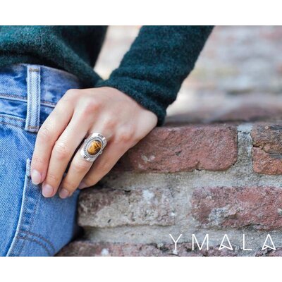 YMALA YMALA Ring | 925 Zilver | TIJGEROOG edelsteen | YM-0013