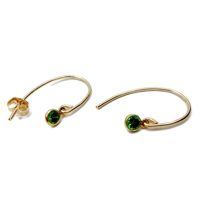 GNOES AMSTERDAM GNOES Oorbellen | Oorhangers met smaragdgroene steen | Goldfilled |1669