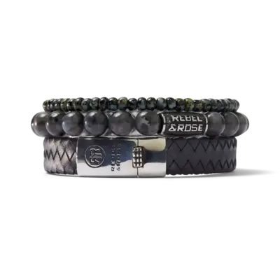REBEL & ROSE REBEL & ROSE Armband | Grey Seduction Vintage | 8 mm