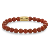 REBEL & ROSE REBEL & ROSE Armband | Red Agate Gold | 8 mm