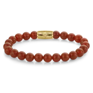 REBEL & ROSE REBEL & ROSE Armband | Red Agate Gold | 8 mm