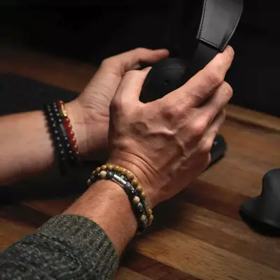 REBEL & ROSE REBEL & ROSE Armband | Red Agate Gold | 8 mm