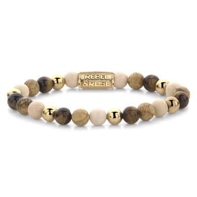 REBEL & ROSE REBEL & ROSE Armband | Autumn Love | Goudkleurig | 6 mm |  RR-60044-G