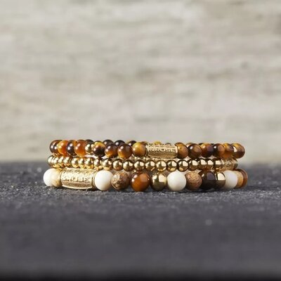 REBEL & ROSE REBEL & ROSE Armband | Autumn Love | Goudkleurig | 6 mm |  RR-60044-G