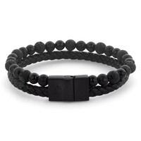 REBEL & ROSE REBEL & ROSE Armband | Full Metal Combo X | Black Rocks | 12mm