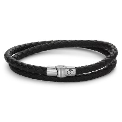 REBEL & ROSE REBEL & ROSE Armband | Full Metal Double Round Black | RR-M0038-S