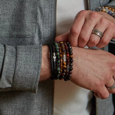 REBEL & ROSE REBEL & ROSE Armband | Full Metal Double Round Black | RR-M0038-S