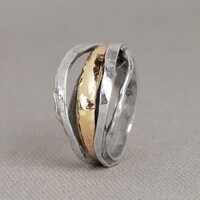 JEH JEWELS JEH JEWELS Ring | Ring zilver + 9 karaat Twijg | Touch of Gold