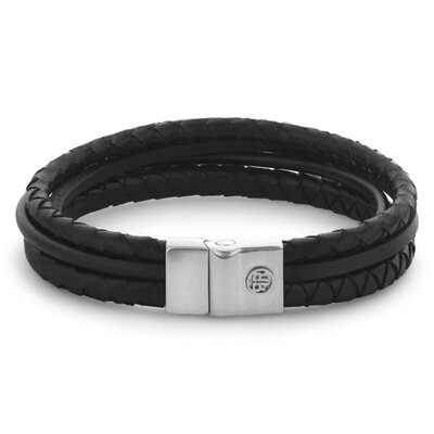 REBEL & ROSE REBEL & ROSE Armband | Full Metal Premium Combo | 12mm | Black | RR-M0054-S