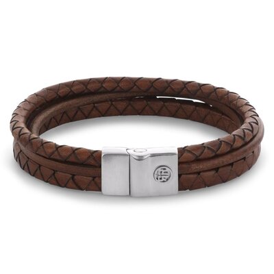 REBEL & ROSE REBEL & ROSE Armband | Full Metal Premium Combo | 12mm | Bruin | RR-M0056-S