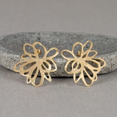 JEH JEWELS JEH JEWELS Oorbellen | Oorsteker zilver verguld grote bloem | 21509