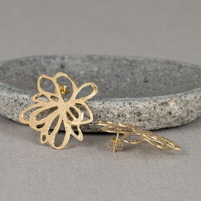 JEH JEWELS JEH JEWELS Oorbellen | Oorsteker zilver verguld grote bloem | 21509