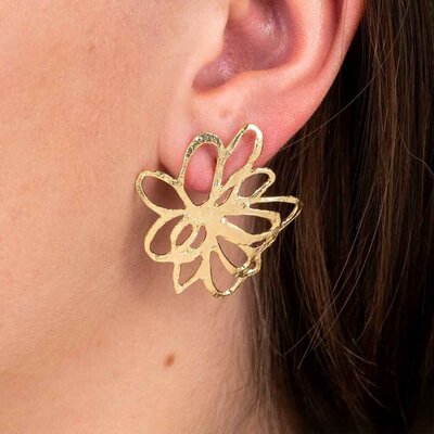 JEH JEWELS JEH JEWELS Oorbellen | Oorsteker zilver verguld grote bloem | 21509