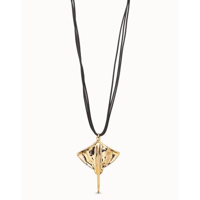 UNOde50 UNOde50  Ketting | SER MAJESTUOSA | VERGULD | Lange leren kettinghanger met mantarog | COL1929ORO000