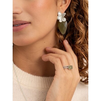 SPARKLING SPARKLING Oorbellen | Flora Pushback oorbellen | Zilver