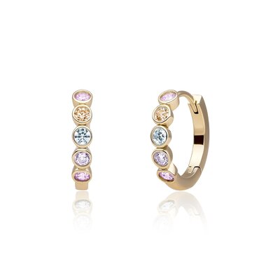 SPARKLING SPARKLING Oorbellen |  Tube Huggies | Multi CZ | Verguld