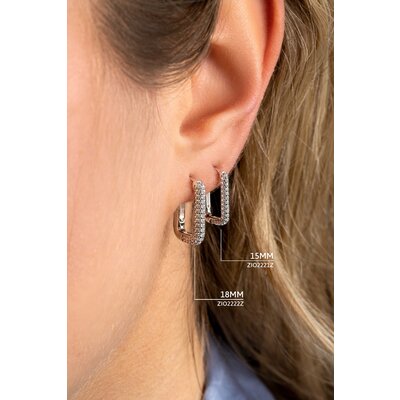 ZINZI ZINZI Oorbellen |  RECHTHOEKIGE VORM MET  WITTE ZIRCONIA'S | ZIO2222Z