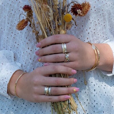 JEH JEWELS JEH JEWELS Ring | Ring zilver + Goldfilled Chique | Touch of Gold | 18728