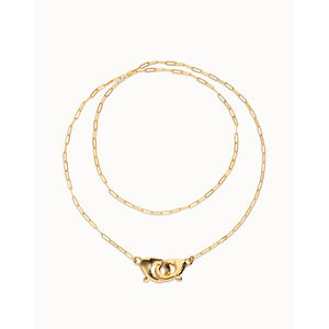 UNOde50 UNOde50 Ketting | SER INSEPARABLE | Lange ketting met verweven karabijnhaakdetail | VERGULD | FW25