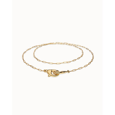 UNOde50 UNOde50 Ketting | SER INSEPARABLE | Lange ketting met verweven karabijnhaakdetail | VERGULD | COL2024ORO000