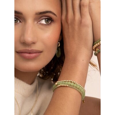 SPARKLING SPARKLING Armband | Saturn Armband Large Lime Jade | Verguld