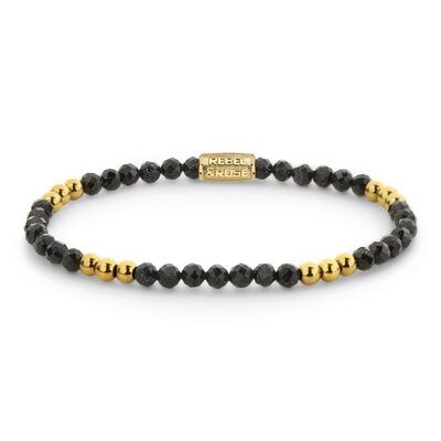 REBEL & ROSE REBEL & ROSE Armband | Blue & Yellowgold Glam Rocks | Goudkleurig | 4 mm | RR-40176-G