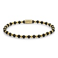 REBEL & ROSE REBEL & ROSE Armband | Mix Black Glam Rocks Yellowgold | Goudkleurig | 4 mm