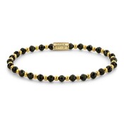 REBEL & ROSE REBEL & ROSE Armband | Mix Black Glam Rocks Yellowgold | Goudkleurig | 4 mm | RR-40175-G