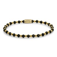 REBEL & ROSE REBEL & ROSE Armband | Mix Black Glam Rocks Yellowgold | Goudkleurig | 4 mm