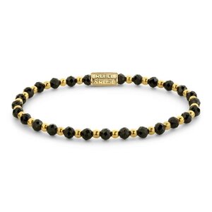 REBEL & ROSE REBEL & ROSE Armband | Mix Black Glam Rocks Yellowgold | Goudkleurig | 4 mm