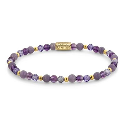 REBEL & ROSE REBEL & ROSE Armband | Purple Glam Rocks Party | Goudkleurig | 4 mm | RR-40174-G