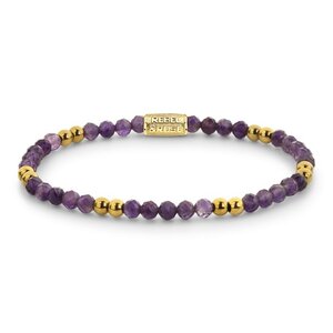 REBEL & ROSE REBEL & ROSE Armband | Purple & Yellowgold Glam Rocks | Goudkleurig | 4 mm