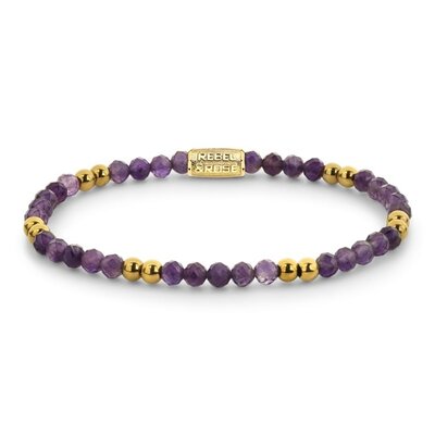 REBEL & ROSE REBEL & ROSE Armband | Purple & Yellowgold Glam Rocks | Goudkleurig | 4 mm | RR-40173-G