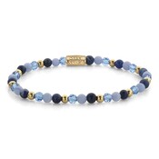 REBEL & ROSE REBEL & ROSE Armband | Winter Blues Glam Rocks | Goudkleurig | 4 mm | RR-40168-G