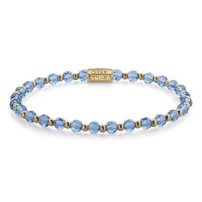 REBEL & ROSE REBEL & ROSE Armband | Mix Winter Blues Glam Rocks | Goudkleurig | 4 mm | RR-40169-G
