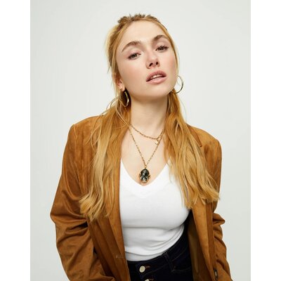 UNOde50 UNOde50 Ketting | SER DESLUMBRANTE | Lange ketting met grote grijze kristal | Verguld | COL2031GRSORO