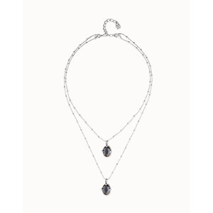 UNOde50 UNOde50 Ketting | SER DESLUMBRANTE | Dubbele ketting met 2 zwarte kristallen | FW25