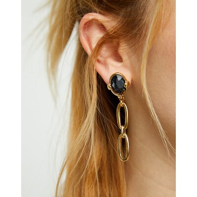 UNOde50 UNOde50 Oorbellen | SER DESLUMBRANTE | VERGULD | ZWART KRISTAL | PEN1003NGRORO