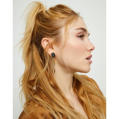 UNOde50 UNOde50 Oorbellen | SER DESLUMBRANTE | VERGULD | ZWART KRISTAL | PEN1003NGRORO