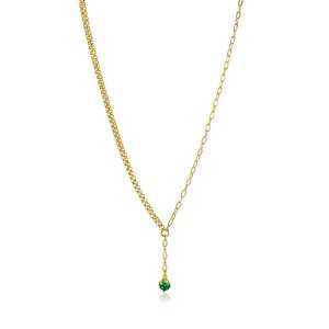 ZINZI ZINZI Ketting | Y-collier met groene steen | 42-45cm | ZIC2660G