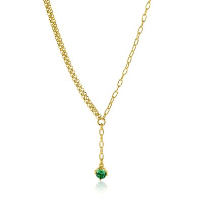 ZINZI ZINZI Ketting | Y-collier met groene steen | 42-45cm | ZIC2660G