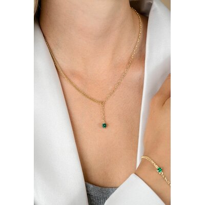 ZINZI ZINZI Ketting | Y-collier met groene steen | 42-45cm | ZIC2660G