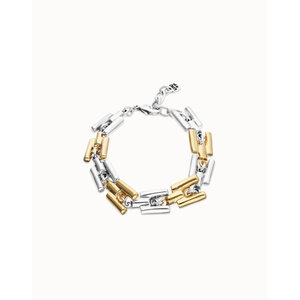 UNOde50 UNOde50 Armband | Silver & Gold Square Links | Bicolor | SS26